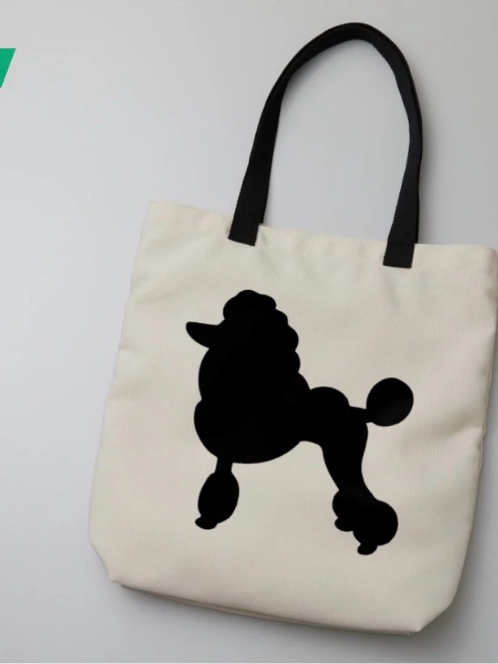 Poodle Tote Bag with Black Poodle Silhouette 19 in x 14in